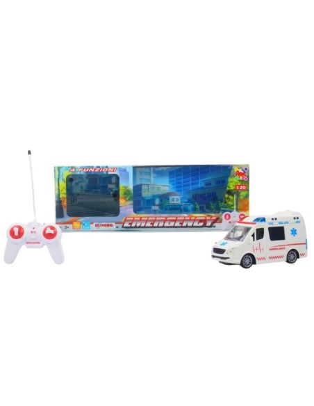 Autoambulanza Emergency 4 Funzioni Suoni e Luci radiocomando elettrica bambini