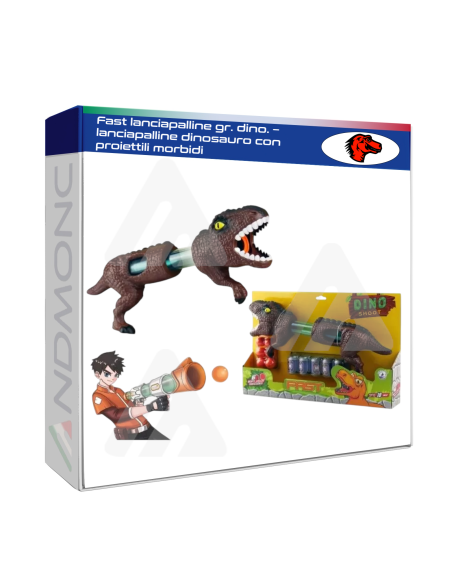 Fast lanciapalline gr. dino. – lanciapalline dinosauro con proiettili morbidi