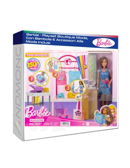 Barbie - Playset Boutique Moda, Con Bambola E Accessori Alla Moda Inclusi