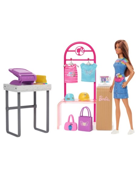 Barbie - Playset Boutique Moda, Con Bambola E Accessori Alla Moda Inclusi