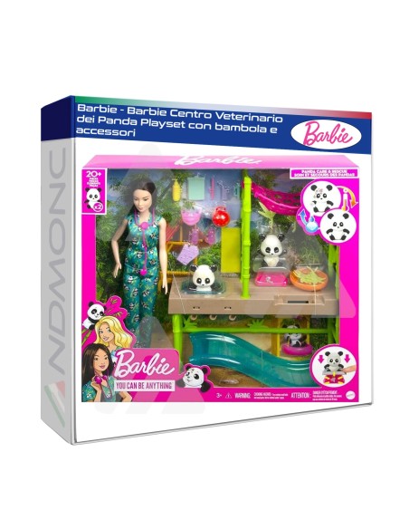 Barbie - Barbie Centro Veterinario dei Panda Playset con bambola e accessori