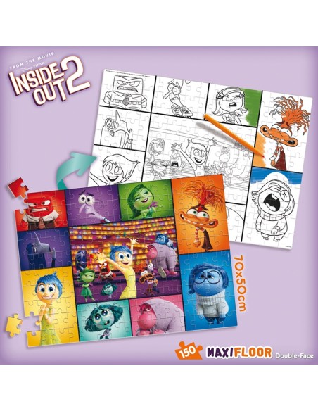 Disney PUZZLE maxi floor 150 pezzi inside OUT 2 – scena da Colorare INCLUSA