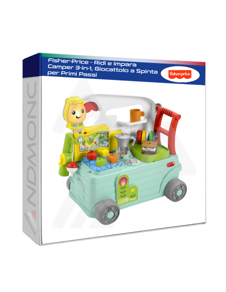 Fisher-Price - Ridi e Impara Camper 3-in-1, Giocattolo a Spinta per Primi Passi