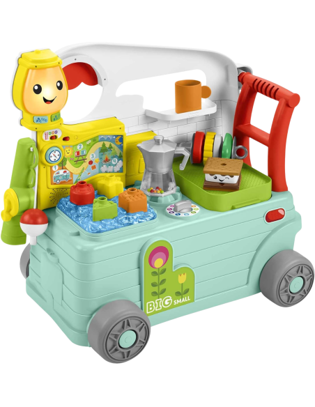 Fisher-Price - Ridi e Impara Camper 3-in-1, Giocattolo a Spinta per Primi Passi