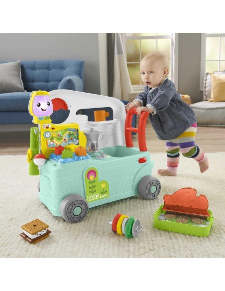 Fisher-Price - Ridi e Impara Camper 3-in-1, Giocattolo a Spinta per Primi Passi