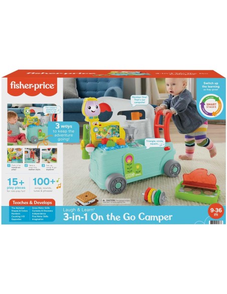 Fisher-Price - Ridi e Impara Camper 3-in-1, Giocattolo a Spinta per Primi Passi