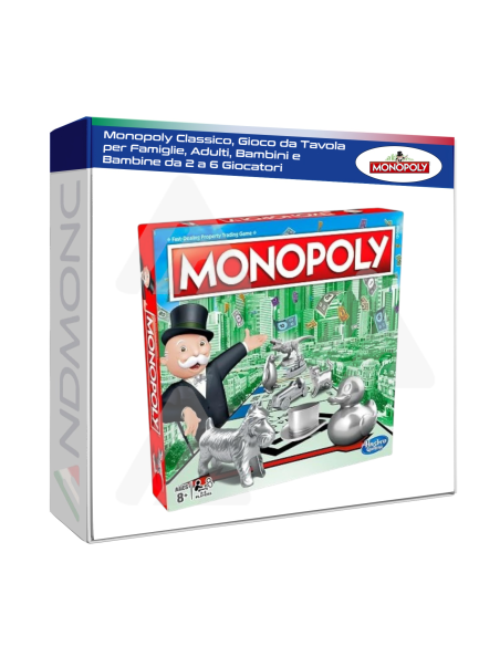Monopoly Classico, Gioco da Tavola per Famiglie, Adulti, Bambini e Bambine da 2 a 6 Giocatori