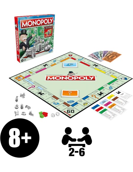 Monopoly Classico, Gioco da Tavola per Famiglie, Adulti, Bambini e Bambine da 2 a 6 Giocatori