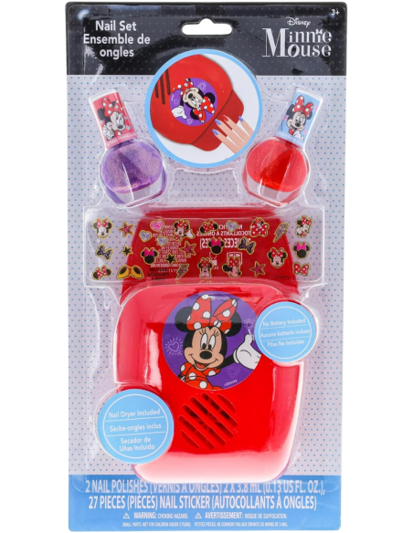 Disney Minnie Mouse – Set Manicure: Smalto, Asciugatore e Sticker per Bambine