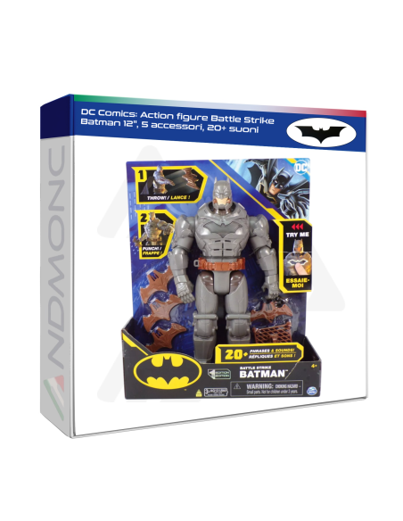 DC Comics: Action figure Battle Strike Batman 12", 5 accessori, 20+ suoni