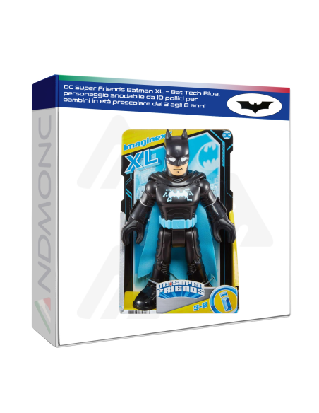 DC Super Friends Batman XL – Bat Tech Blue, personaggio snodabile da 10 pollici per bambini in età prescolare dai 3 agli 8 anni