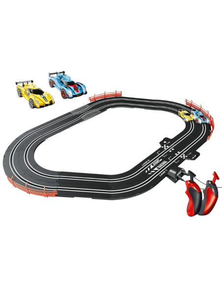 Pista da Corsa Elettrica Speed Race lunga 240cm, 2 Auto Telecomandate con luci, Scala 1:43