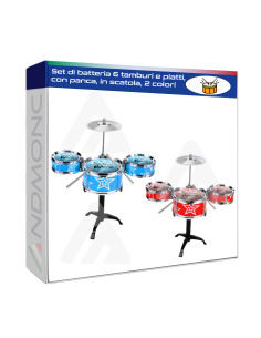 Set di batteria 6 tamburi e piatti, con panca, in...
