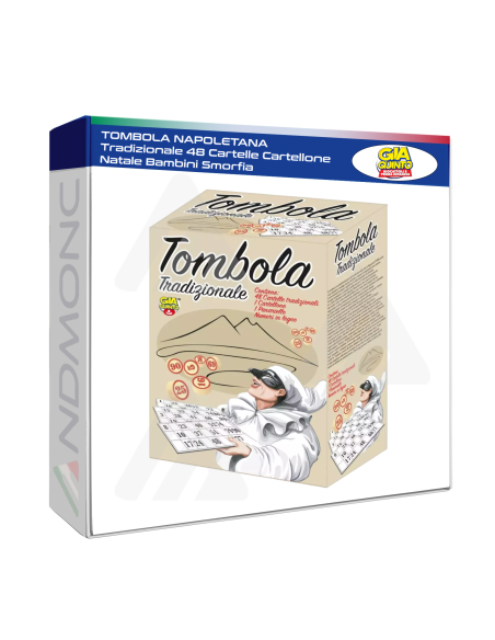 TOMBOLA NAPOLETANA Tradizionale 48 Cartelle Cartellone Natale Bambini Smorfia
