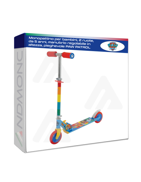 Monopattino per bambini, 2 ruote, da 5 anni, manubrio regolabile in altezza, pieghevole PAW PATROL