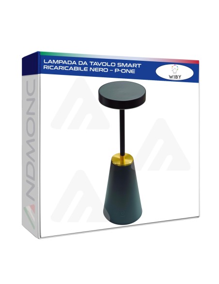 Lampada da Tavolo smart ricaricabile dimmerabile touch Nero