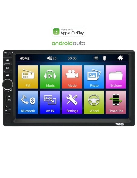 Autoradio 2 DIN 7 pollici Touch Screen per Android/ISO USB SD/TF CarPlay