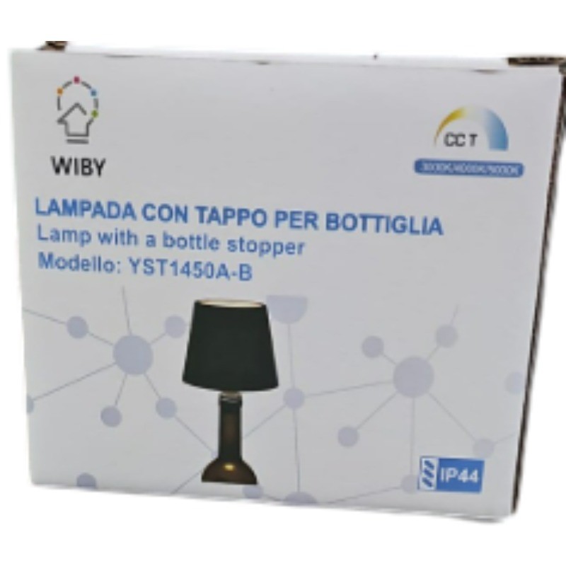 Lampada con Tappo per bottiglia Wiby Nero