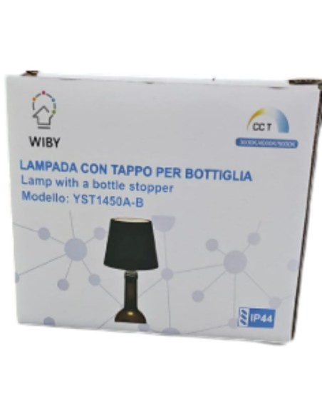 Lampada con Tappo per bottiglia Wiby Nero