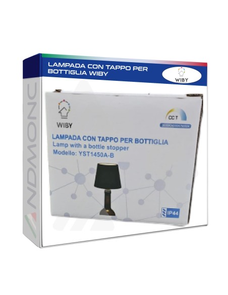 Lampada con Tappo per bottiglia Wiby Nero