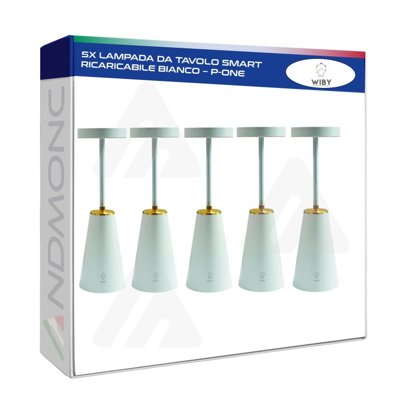 5x Lampada da Tavolo smart ricaricabile dimmerabile touch Bianco