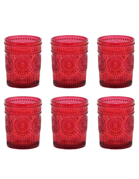6x Bicchieri Vintage in vetro Rosso salara 30cl.