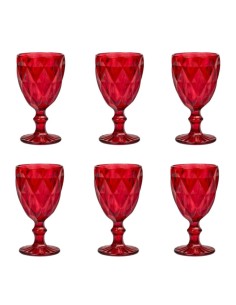 6x Bicchieri in Vetro Rosso calici 250ml 2