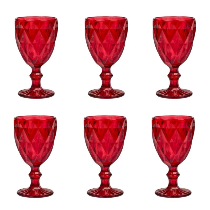 6x Bicchieri in Vetro Rosso calici 250ml