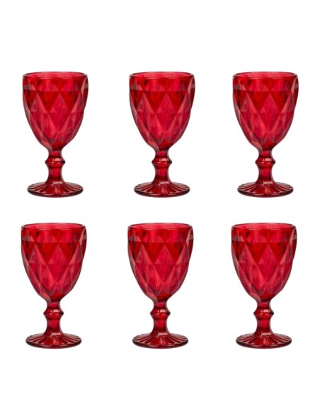 6x Bicchieri in Vetro Rosso calici 250ml