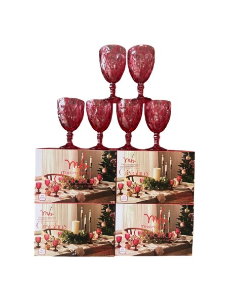 6x Bicchieri in Vetro Rosso calici 250ml