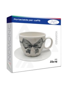 Tazzone Portacialde in Ceramica con fiocco grigio 23x16cm