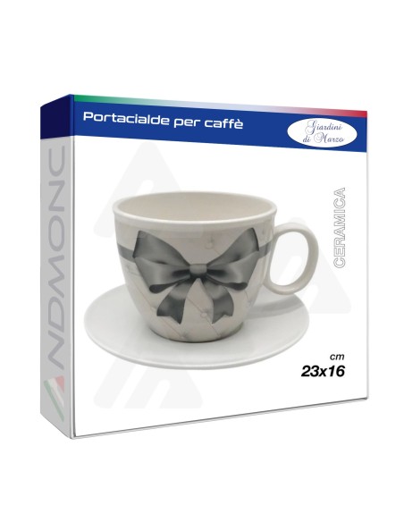 Tazzone Portacialde in Ceramica con fiocco grigio 23x16cm