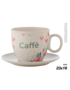 Tazzone Portacialde in Ceramica con design fiori 23x16cm 2