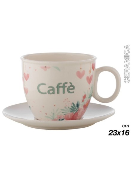 Tazzone Portacialde in Ceramica con design fiori 23x16cm