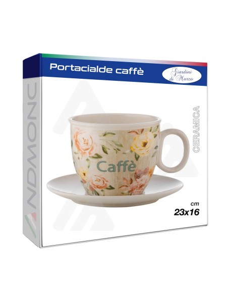 Tazzone Portacialde in Ceramica con design rose 23x16cm