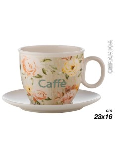 Tazzone Portacialde in Ceramica con design rose 23x16cm 2