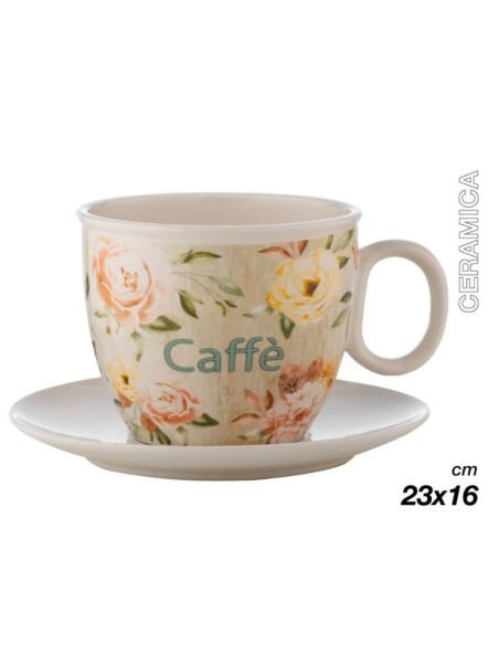 Tazzone Portacialde in Ceramica con design rose 23x16cm