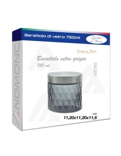 Barattolo in Vetro Grigio 11,20x11,20x11,6cm, 750ML