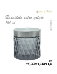 Barattolo in Vetro Grigio 11,20x11,20x11,6cm, 750ML 2