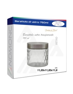 Barattolo in Vetro Trasparente 11,20x11,20x11,6cm, 750ML