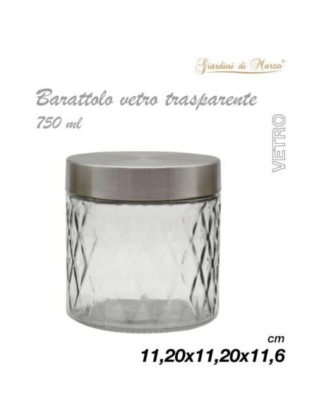 Barattolo in Vetro Trasparente 11,20x11,20x11,6cm, 750ML