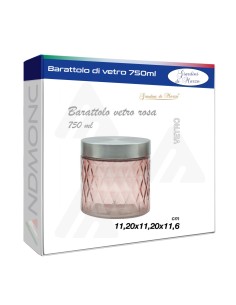Barattolo in Vetro Rosa 11,20x11,20x11,6cm, 750ML