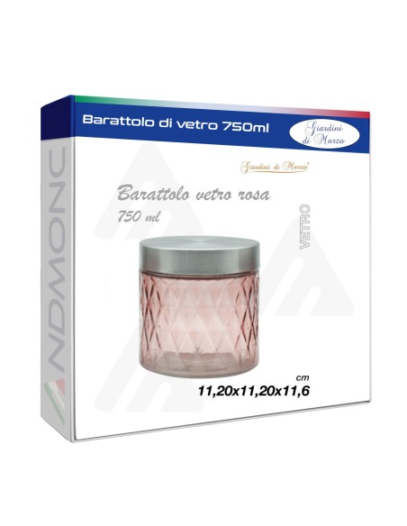 Barattolo in Vetro Rosa 11,20x11,20x11,6cm, 750ML