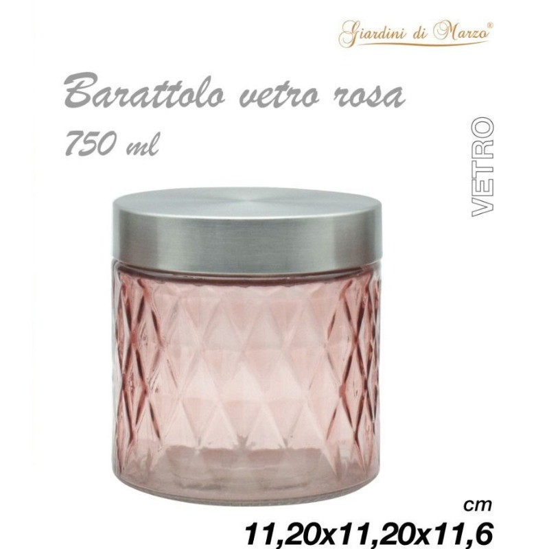 Barattolo in Vetro Rosa 11,20x11,20x11,6cm, 750ML