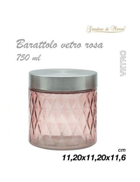 Barattolo in Vetro Rosa 11,20x11,20x11,6cm, 750ML