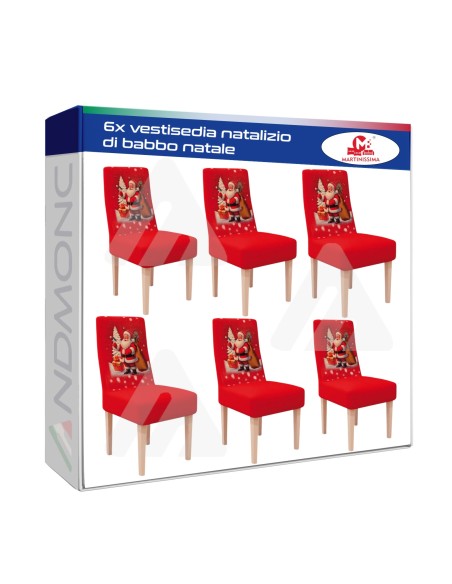6pz. Vesti sedia design Natalizio, natale, copri sedie