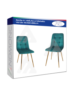 Sedia in Velluto e Metallo Verde 41x52x86cm