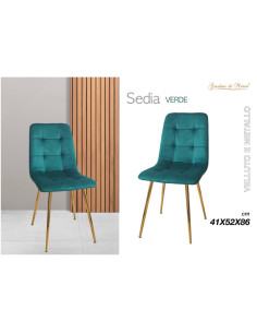 Sedia in Velluto e Metallo Verde 41x52x86cm 2