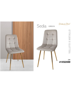 Sedia in Velluto e Metallo Grigia 41x52x86cm 2