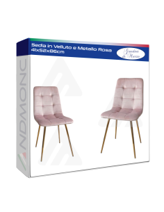 Sedia in Velluto e Metallo Rosa 41x52x86cm